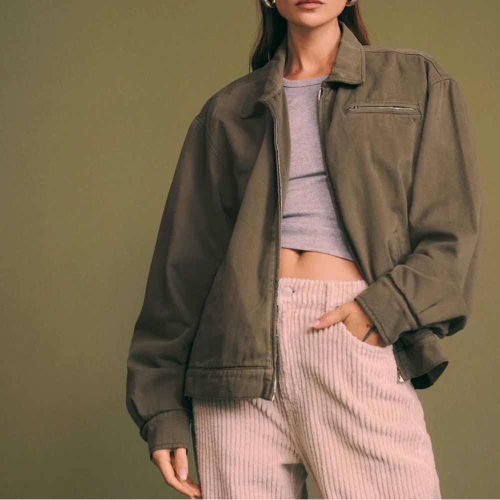 Reformation Marco Bomber Jacket Green - Size S